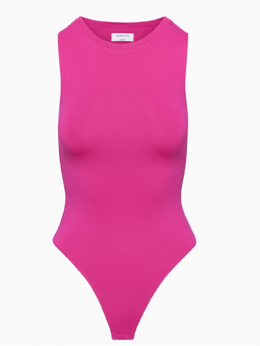Babaton Granita Pink Ribbed Sleeveless High-Neck Bodysuit